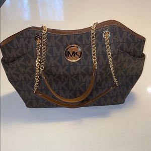NWT Michael Kors brown large chain shoulder tote